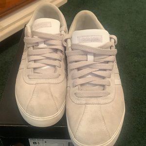 Adidas suede grey and off white street wear sneakers.